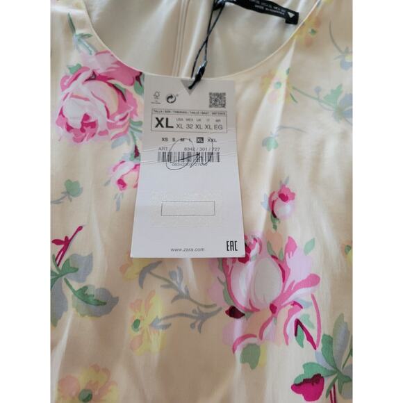 Zara Dress Womens Size XL Yellow Romantic Floral Short Sleeve Side Cutouts FLAWS - Picture 12 of 15